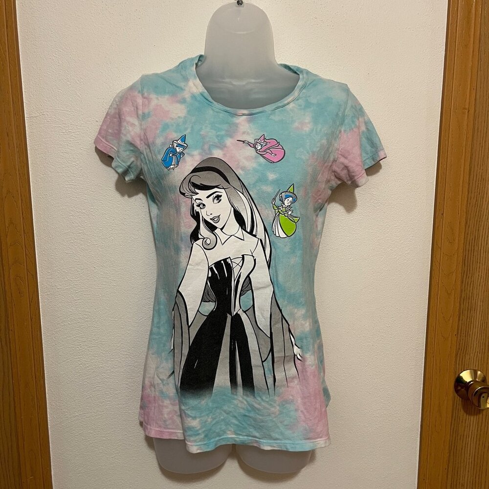 Disney Sleeping Beauty Aurora Briar Rose & Fairies Blue and Pink Tie-Dye T-Shirt